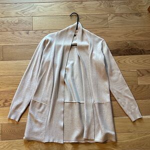 Pink Clover Cream Open-Front Cardigan
